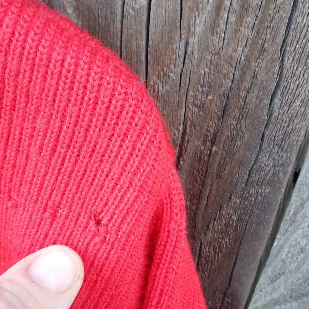 Vintage Cardigan Red Sweater Shanghai Kai Kai Company Knit Pockets Buttons Large - Picture 4 of 6